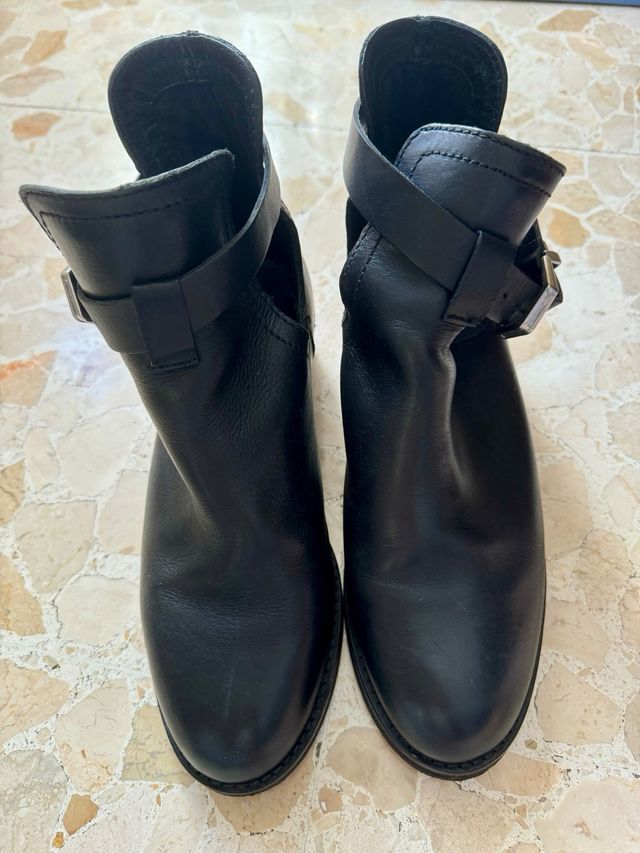 Botines piel moteros negro