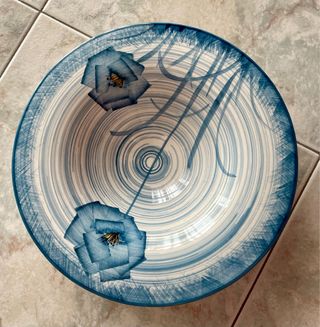 Ciotola centrotavola ceramica azzurra blu nuova