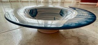 Ciotola centrotavola ceramica azzurra blu nuova