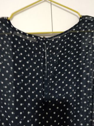 Vestido azul marino de topos, Talla M