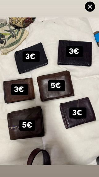 Billeteras de cuero todas por 15€
