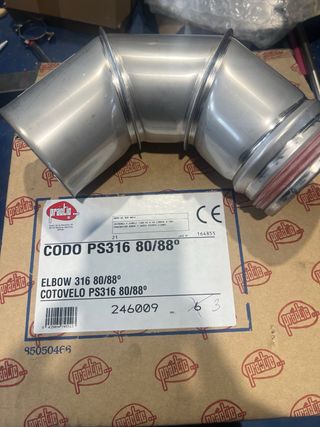 Codo 80 inox pellet