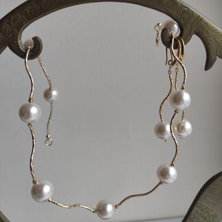 Nuevo único conjunto Gargantilla Pendientes Perlas