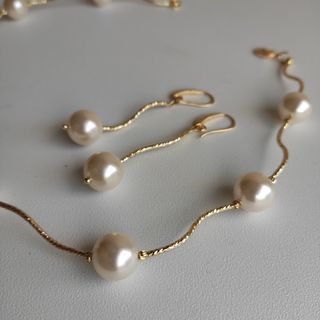 Nuevo único conjunto Gargantilla Pendientes Perlas