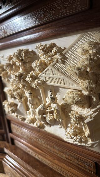 Biombo de mesa marfil circa 1930 china