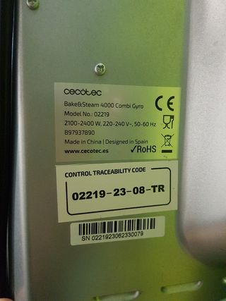 Horno de vapor 3 en 1  marca cecotec  