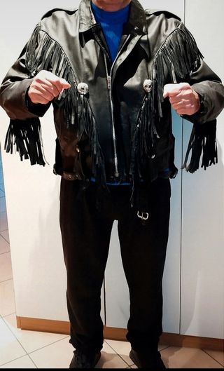 Giubbotto chiodo biker vera pelle cuoio