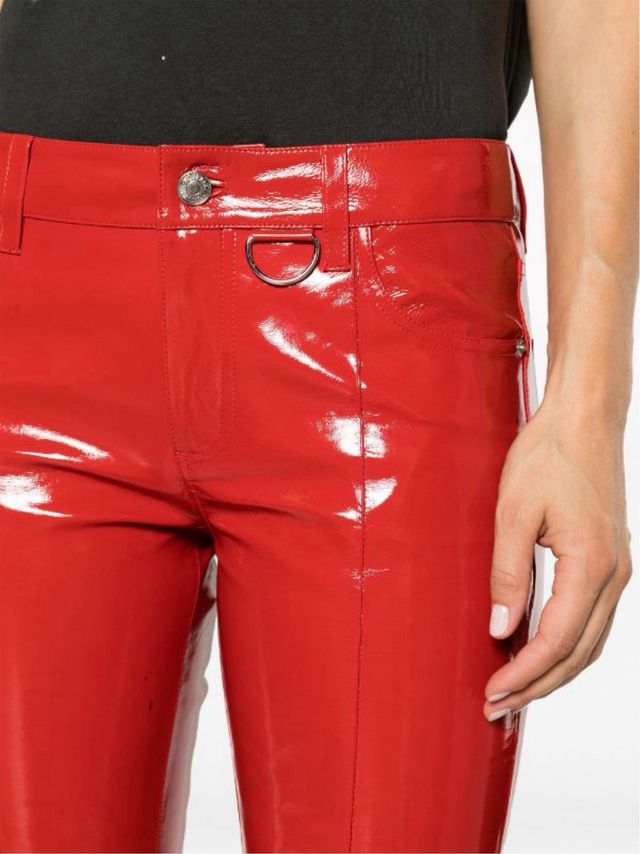 Pantalon mujer ,cuero vinilo rojo Japon talla 38