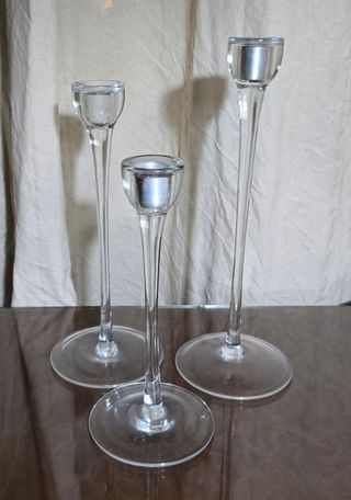 Juego 3 candelabros de cristal