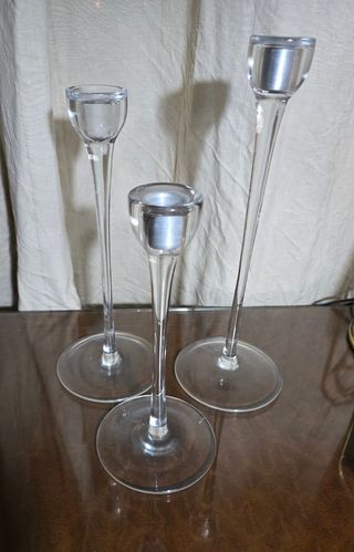 Juego 3 candelabros de cristal