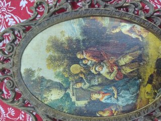 4 Cornici metallo con stampe vintage