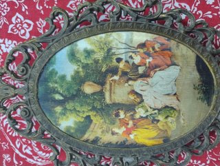 4 Cornici metallo con stampe vintage