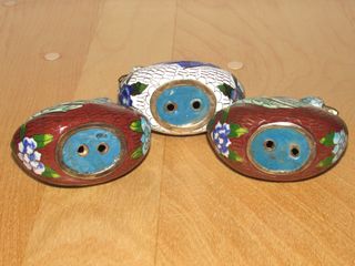 Tres aves patos cisnes pájaros chinos cloisonné