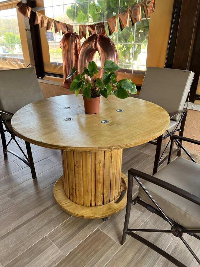 ♻️MESAS BOBINAS CARRETE MADERA CABLE CHILLPALET 🧵‼️