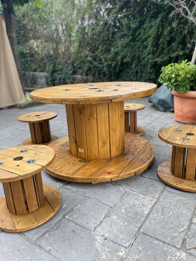 ♻️MESAS BOBINAS CARRETE MADERA CABLE CHILLPALET 🧵‼️