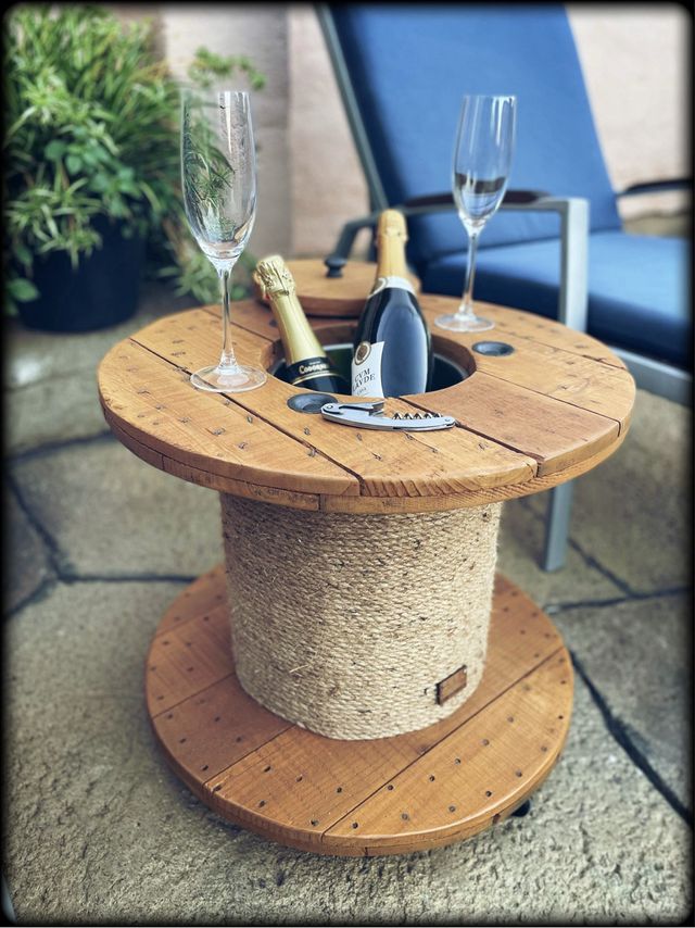 ♻️MESAS BOBINAS CARRETE MADERA CABLE CHILLPALET 🧵‼️