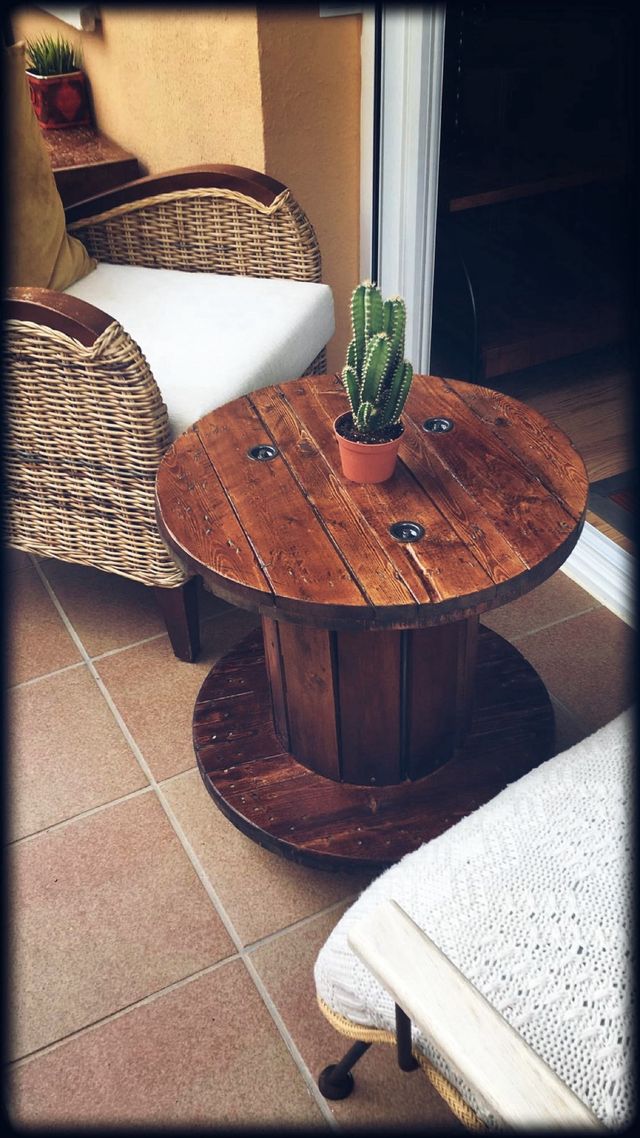 ♻️MESAS BOBINAS CARRETE MADERA CABLE CHILLPALET 🧵‼️