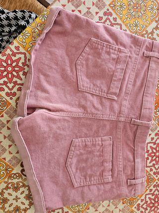 Pantaloncino rosa in velluto elasticizza