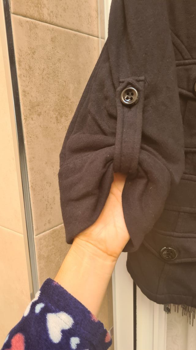 Abrigo blazer abotonado elástico negro