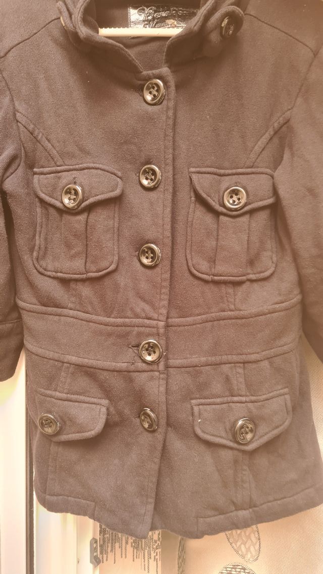 Abrigo blazer abotonado elástico negro