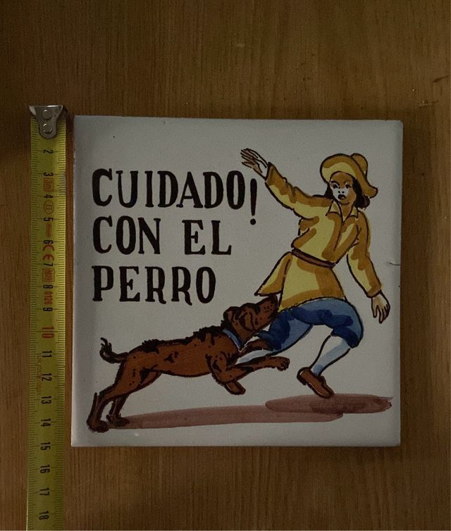 Ceramica antigua “cuidado con el perro”