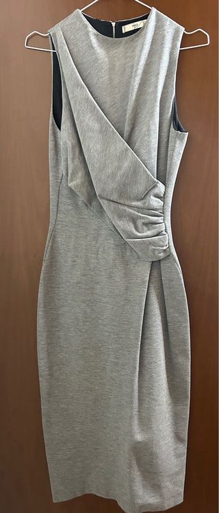 Abito lungo grigio con cerniera