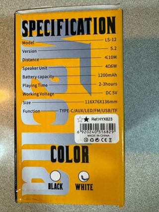 ALTAVOZ PORTATIL BLUETOOTH MECHA LS-12