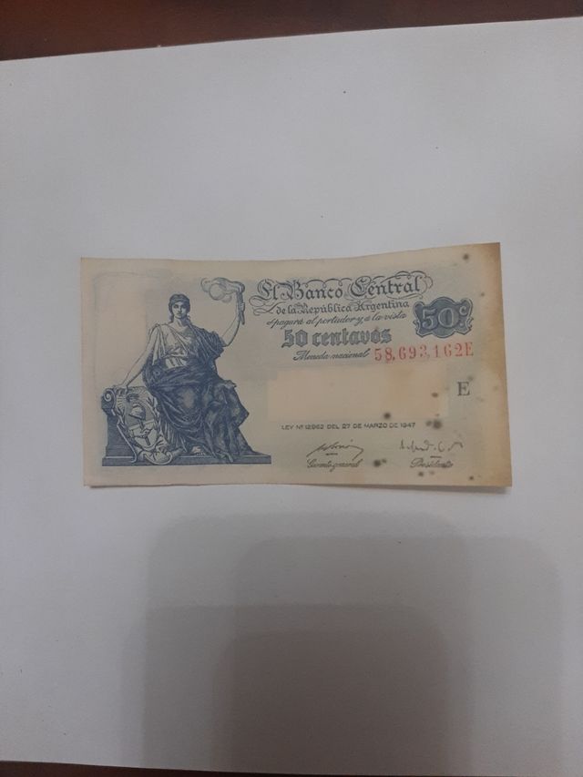 Billete 50 Centavos. Argentina.