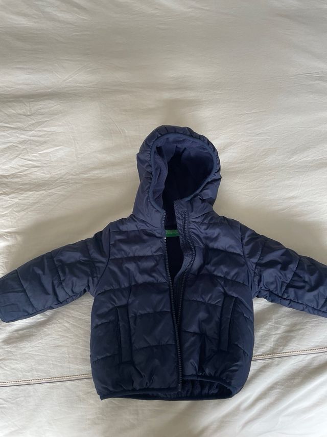 Abrigo plumas Benetton azul niño niña 18-24 meses