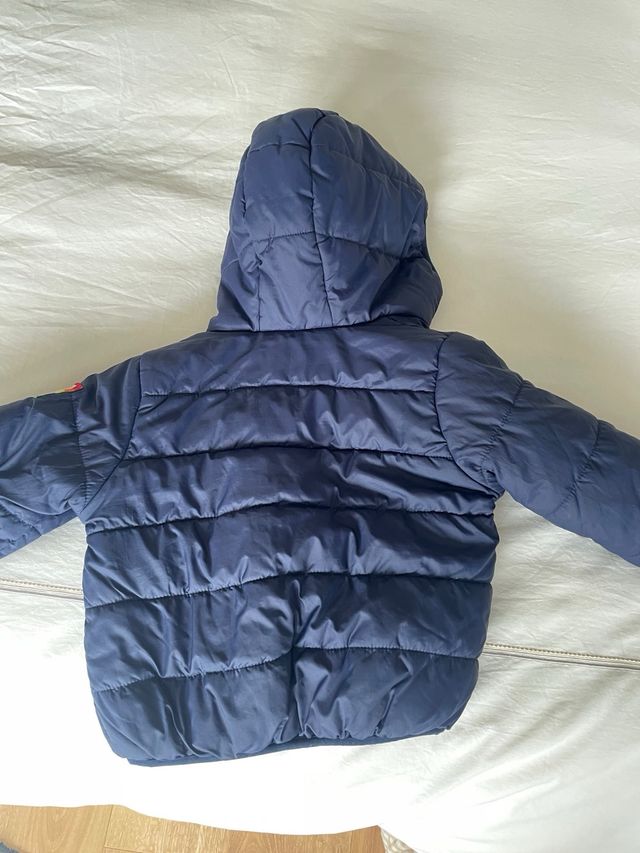 Abrigo plumas Benetton azul niño niña 18-24 meses