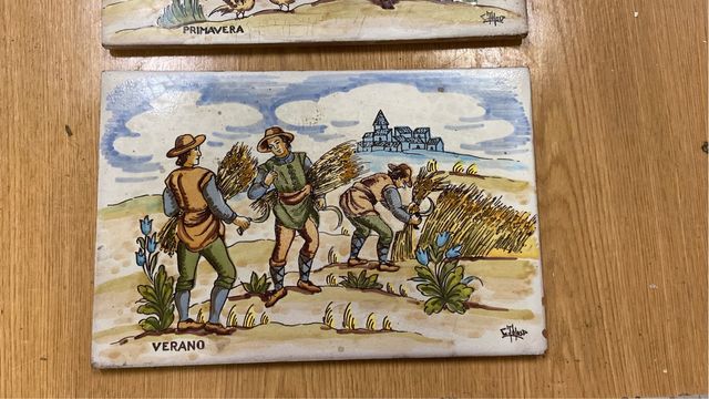 Baldosa ceramica las estaciones antigua