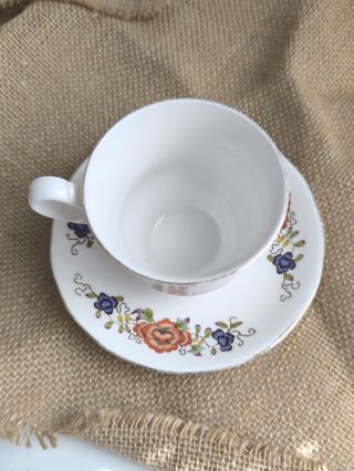 Preciosa taza de té y platillo porcelana inglesa