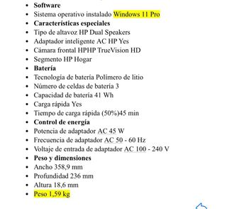 Portatil HP I7 15,6” + raton + maletin