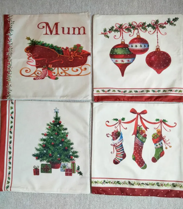 Conjunto de 4 capas de almofada 45x45. Motivos Natalinos