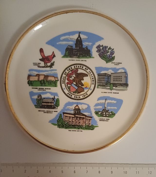 SOUVENIR/platito del Estado de ILLINOIS, USA