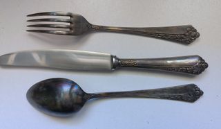 Estuche cubiertos antiguos Dalia 96 alpaca plata