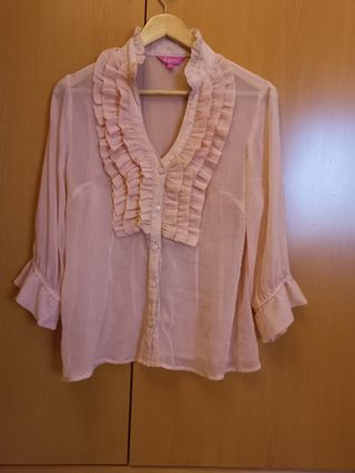 Camisa de gasa rosa