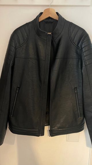 Cazadora cuero talla M MANGO, negra