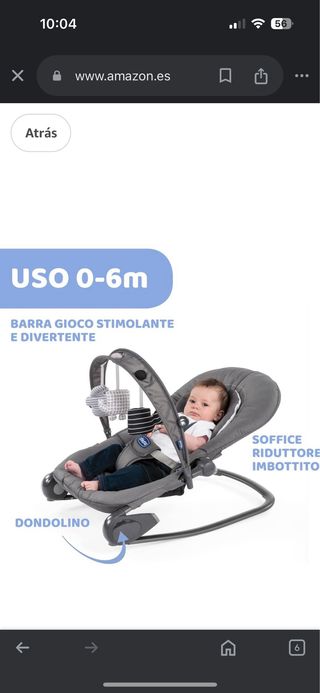 Chicco Hooplà Hamaca para Bebé de 0 Meses a 18 kg.