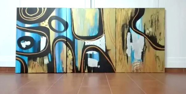 Cuadro, tríptico abstracto