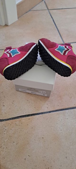 Scarpe bambina in tela e camoscio fucsia e verde