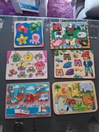 Lote puzzles de madera.