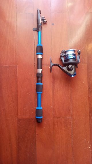 Caña y carrete de pesca 