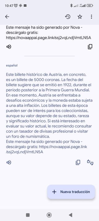 5000 koronas de Austria de año 1922