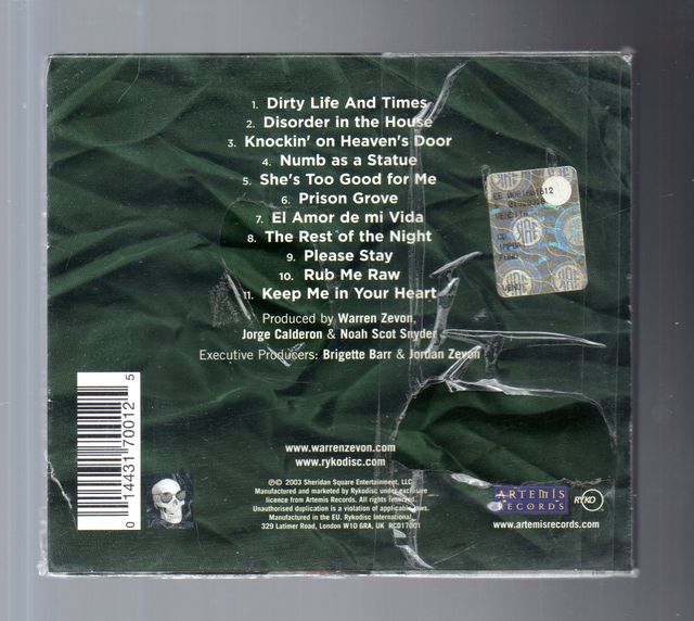 CD de Artemis Records/Rykodisc de Warren Zevon The Wind