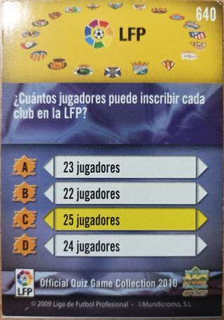 Ficha/ Cromo Official Quiz Collection 2010 (640)