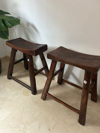 Taburetes madera teca colonial