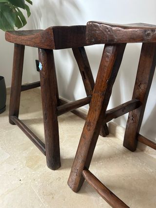 Taburetes madera teca colonial