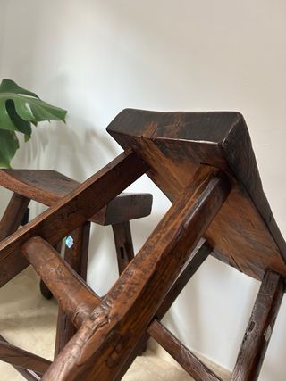 Taburetes madera teca colonial