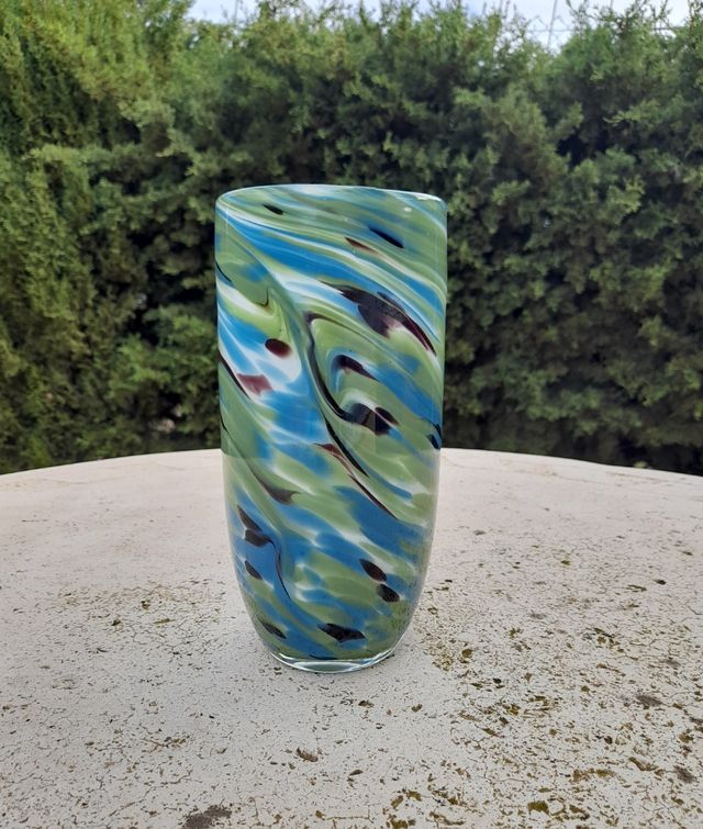 Florero jarrón alto verde